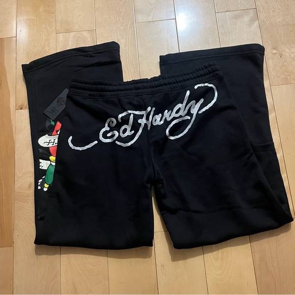 Ed Hardy Pants - NWT black ed hardy sweatpants women’s size L